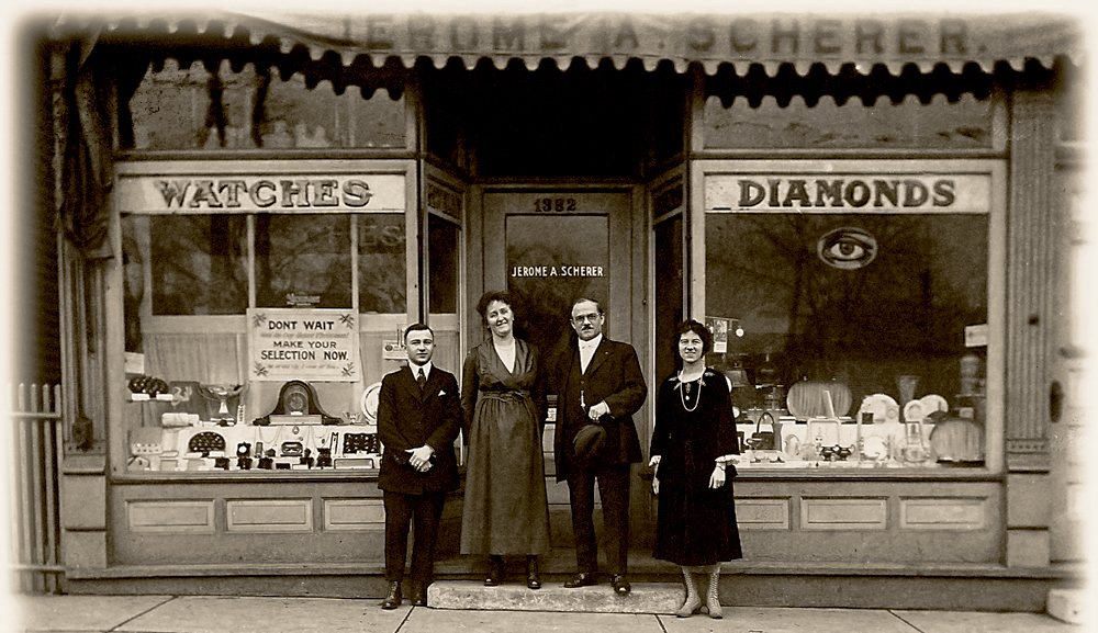 Archival History Photo of first and second geneation Scherers Jewelers