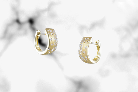 designed by Dilamani confetti diamond huggie hoop earrings
