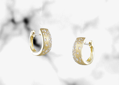 designed by Dilamani confetti diamond huggie hoop earrings