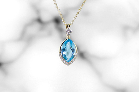 marquise shape blue topaz pendant