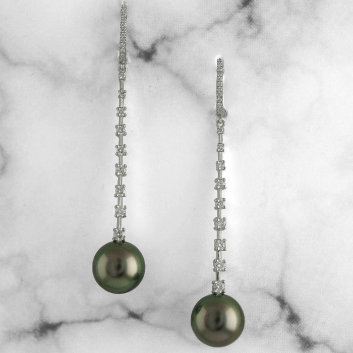 Tahitian Pearl and Diamond Earrings