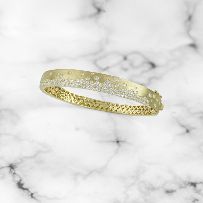 Yellow Gold Scattered Diamond Bangle