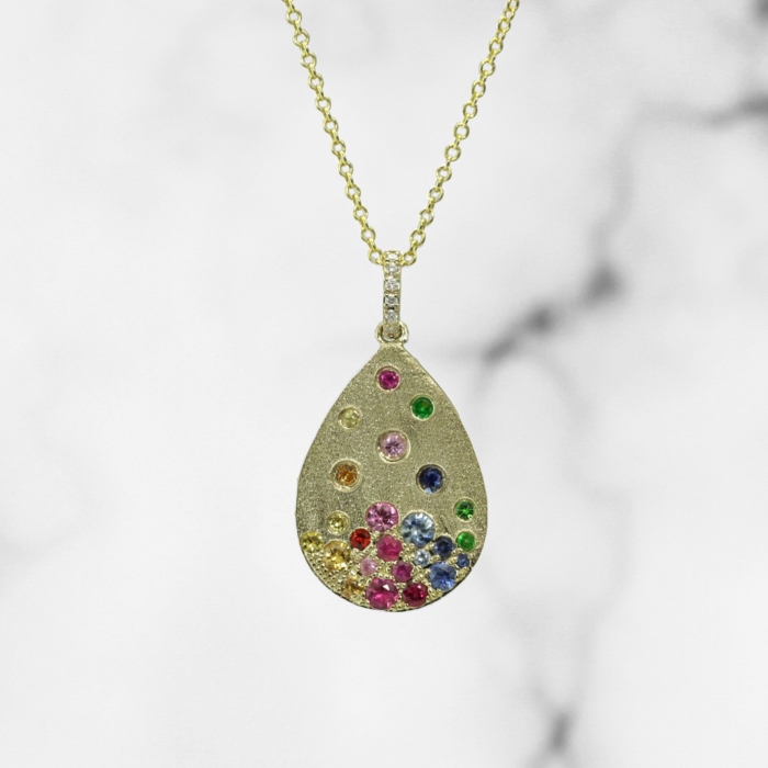 Rainbow Sapphire Pear Shape Pendant