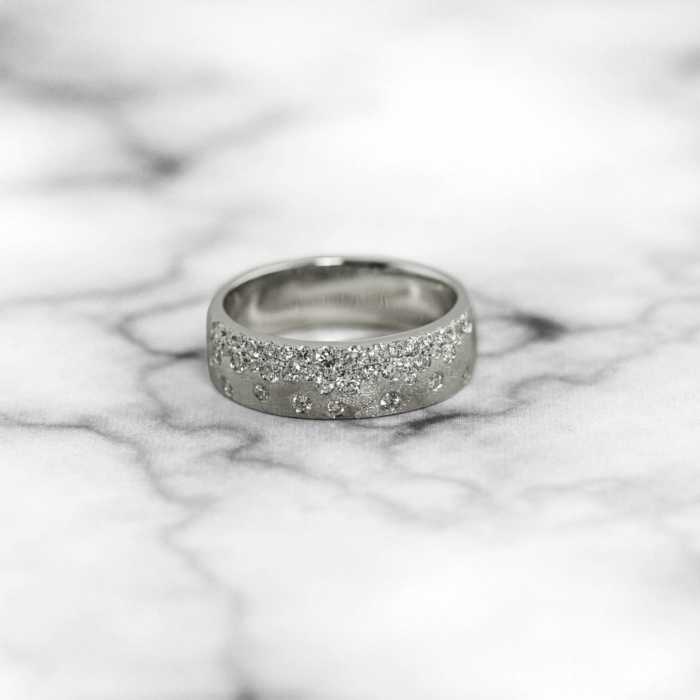 White Gold Scattered Diamond Band