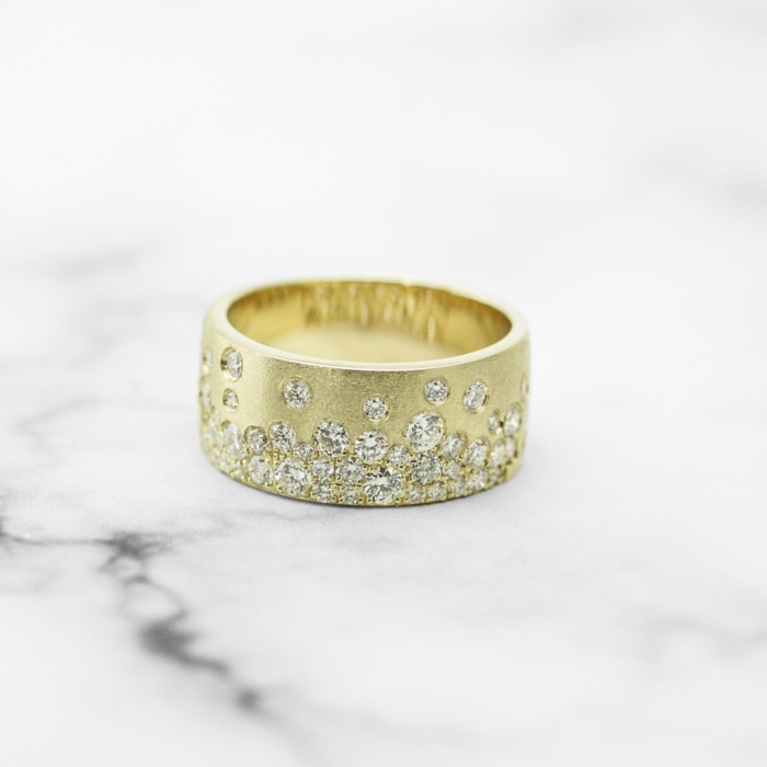 Yellow Gold Wide Scattered Diamond Band