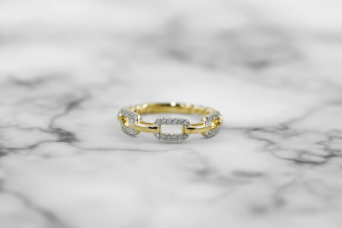 Yellow Gold and Diamond Link Ring
