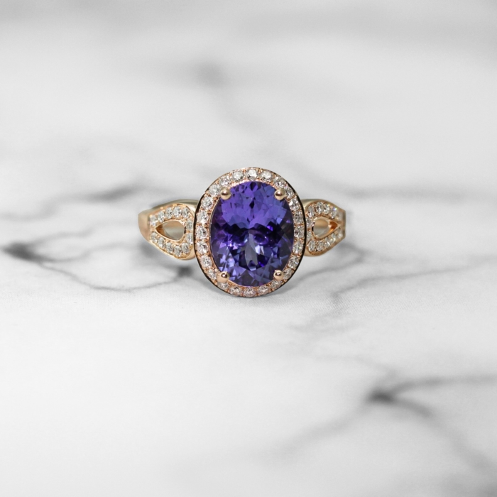 Rose Gold Tanzanite Ring with Diamonds