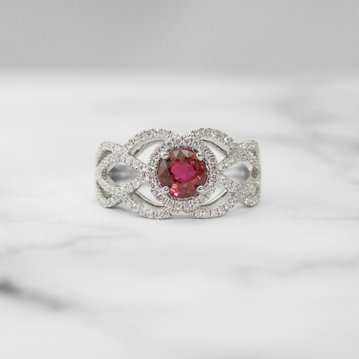 Ruby and Diamond Twist Ring