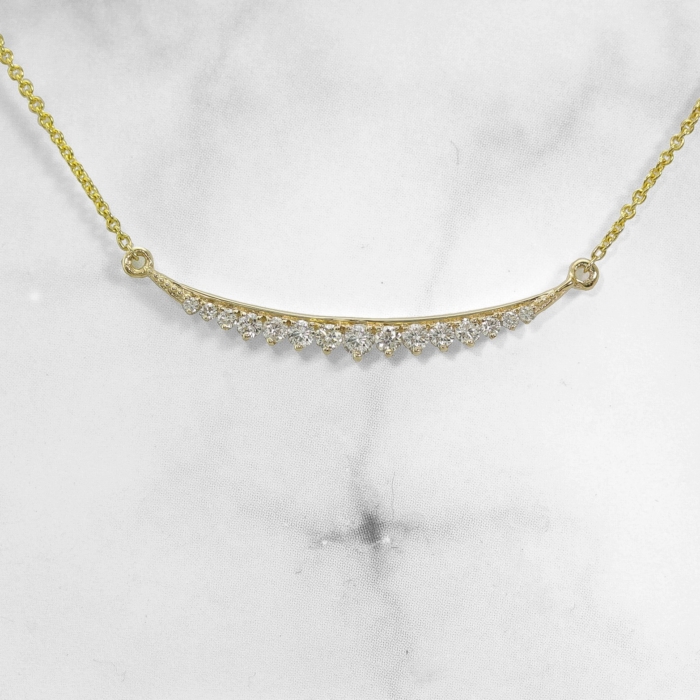 Yellow Gold Diamond Bar Necklace