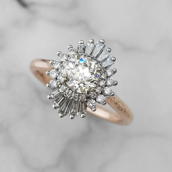 Rose gold and diamond ballerina ring 