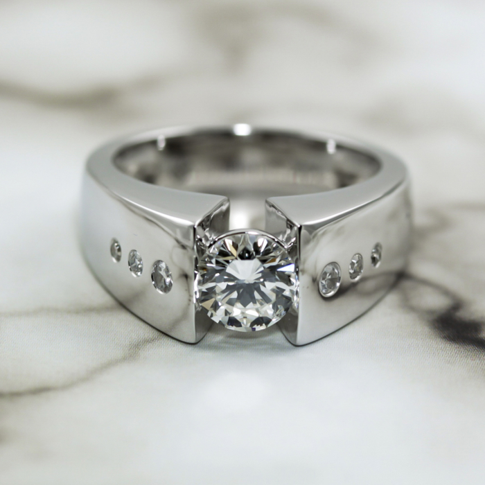 White gold diamond bar set ring
