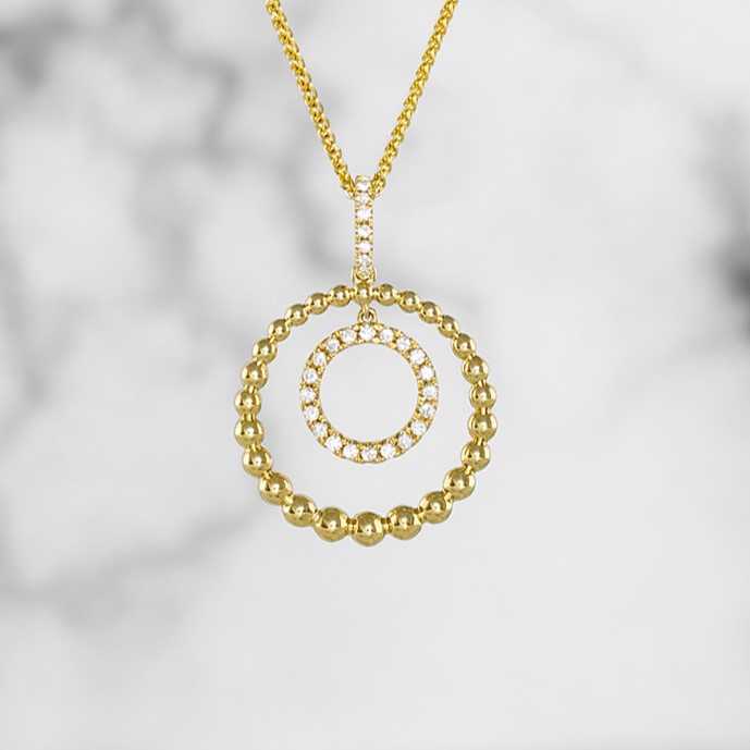 Beaded Circle Diamond Pendant