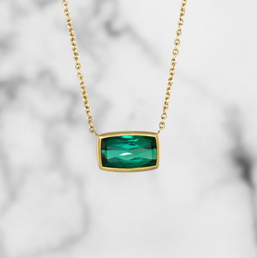 Green Tourmaline Bezel Set Pendant