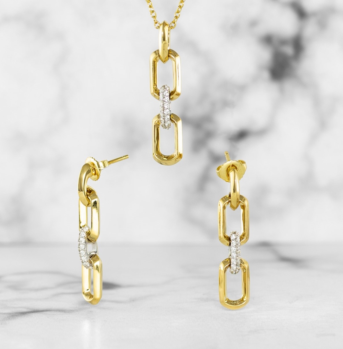 Lynq Collection Pendant and Earrings
