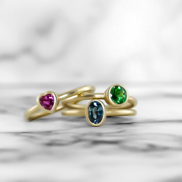 Matte Gold Gemstone Rings 
