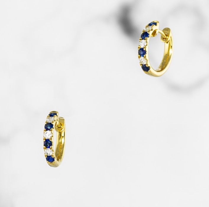 Sappire and Diamond Hoop Earrings